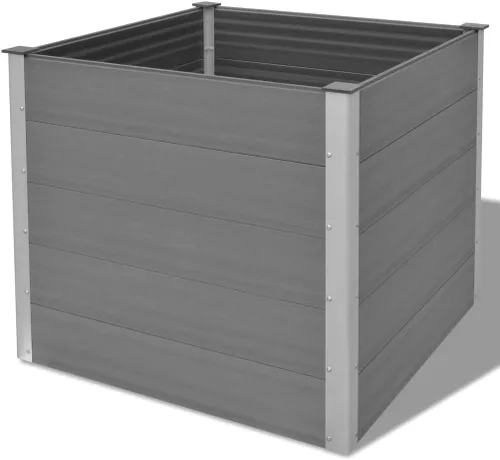 Miniatura 3 de WPC - Cama elevada para jardín de 39.4 x 39.4 x 35.8 pulgadas, color gris, maceta elevada para jardín de hierbas y flores