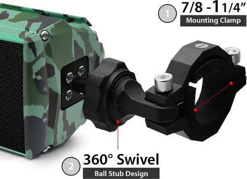 Miniatura 7 de GoHawk Altavoces de motocicleta Bluetooth impermeables, altavoces de manillar de motocicleta con luz LED, radio AUX/FM/puerto USB para motocicleta