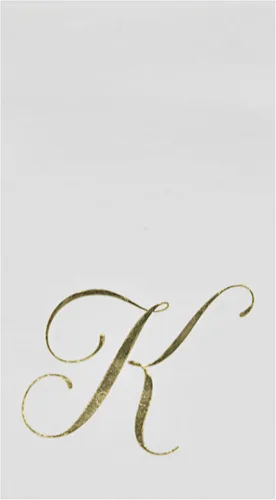 Gift Boutique 100 servilletas doradas con monograma para invitados, letra K, toallas de mano desechables de papel metálico para baño, tocador, boda,