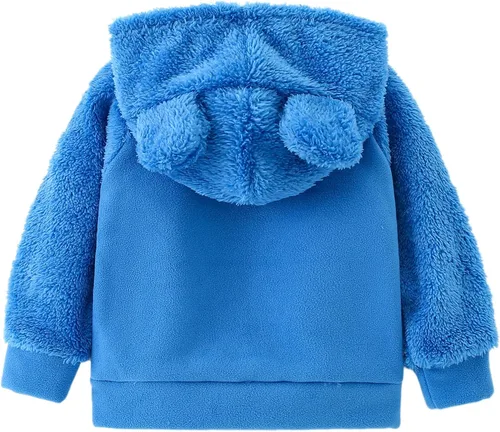Miniatura 2 de AMIYAN Sudadera con capucha de forro polar con forma de orejas de oso, sudadera con capucha y cremallera para niños pequeños