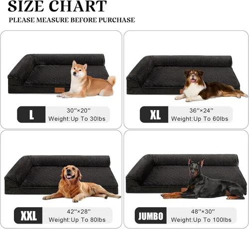 Miniatura 6 de Cama Ortopédica para Perros de Tamaño Grande 36''X24'', Cama Impermeable para Mascotas de Espuma de Caja de Huevos con Refuerzo en L para Jaula