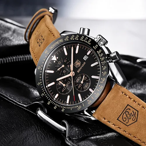 Miniatura 3 de BY BENYAR Reloj de pulsera para hombre Tienda analógico relojes para hombre negocios trabajo impermeable cronógrafo para hombre moda minimalista