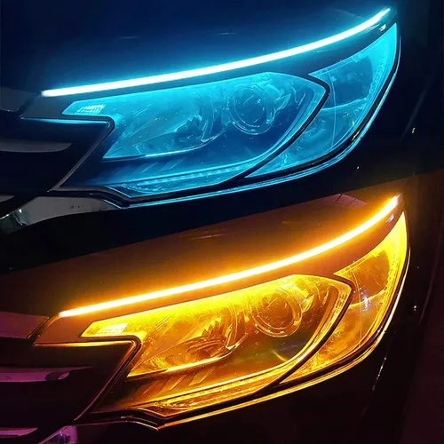 Miniatura 10 de Vilihkc 2 unids LED DRL Coche Correr Luz Flexible Impermeable Tira Auto Faros Blanco Señal Giratorio Amarillo Flujo de Freno Luces 12V Blanco que