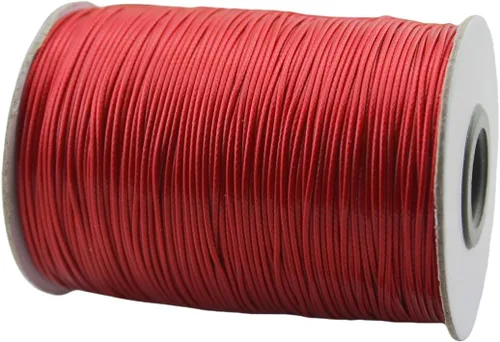 Miniatura 35 de Cordón de poliéster encerado para hacer joyas, cuerda encerada con carrete para hilo de bricolaje (rojo, 0.020 in (150 yardas))