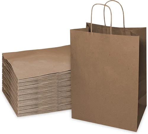 EcoQuality Bolsas de papel kraft marrón con asas de 12 x 7 x 13 pulgadas, bolsas de compras de papel, bolsas de regalo, bolsa de fiesta, bolsas de