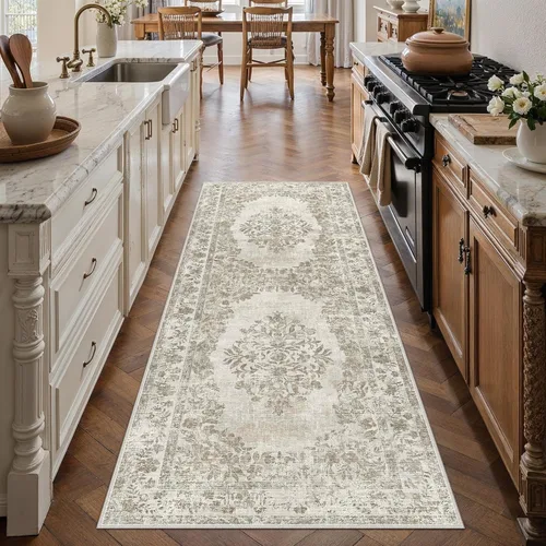 Miniatura 20 de PureCozy - Alfombra de área beige de 8 x 10, lavable, vintage, alfombra para sala de estar, dormitorio, gran alfombra suave retro de pelo bajo