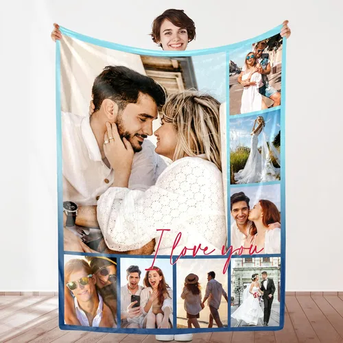 Miniatura 22 de Manta personalizada con foto, manta de collage personalizada con tu propia imagen, fabricada en Estados Unidos, regalo para ella, él, mujeres