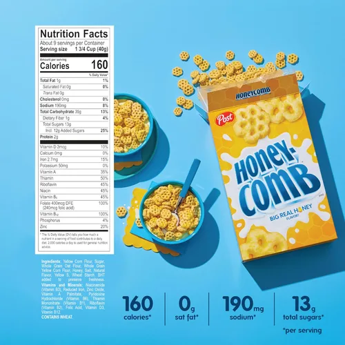 Miniatura 2 de Post Honeycomb - Cereal para el desayuno, sabor a miel grande, caja de 10 onzas