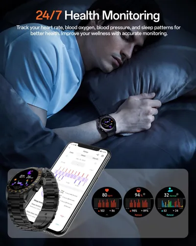 Miniatura 6 de Aurora 2 - Reloj inteligente para hombre, responder/hacer llamadas, pantalla AMOLED HD de 1.32 pulgadas, reloj inteligente de 350 mAh, monitor