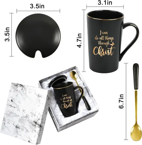 Miniatura 6 de YHRJWN Regalos cristianos para mujeres y hombres, taza con texto en inglés "I Can Do All Things Through Christ", regalos religiosos, taza