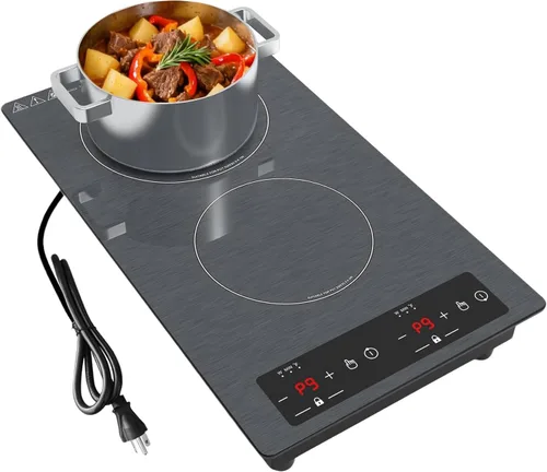 Miniatura 13 de Estufa Eléctrica, Placa de Cocina Eléctrica Portátil de 1800W de Quemador Único con Pantalla Táctil LED, 8 Niveles de Potencia y 8 Niveles de Negro
