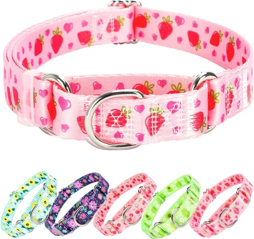 Miniatura 15 de Collar Martingale para perros, ajustable, de nailon suave, con diseño de bosque, para perros pequeños, medianos y grandes, collar de entrenamiento 3