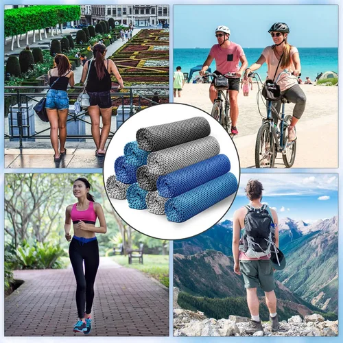 Miniatura 7 de Honoson 10 toallas refrescantes a granel – Toallas frías para cuello y cara, de microfibra, transpirable, para gimnasio, yoga, viajes, campamento