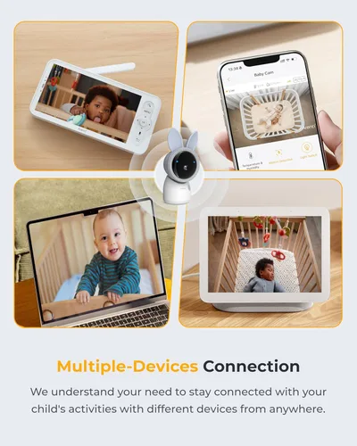 Miniatura 8 de ARENTI Monitor de bebé de 4MP con 2 cámaras, monitor de bebé de video de pantalla de 5 pulgadas, WiFi de doble banda 2.4G/5G con aplicación, vista