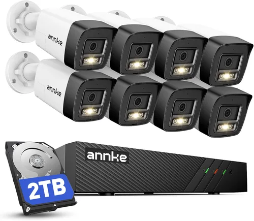 Miniatura 10 de ANNKE H500 8CH 4pcs 3K 5MP Cámara Sistema de seguridad PoE, alarma de luz roja y azul, H.265+ NVR con disco duro de 2 TB, cámara bala al aire libre