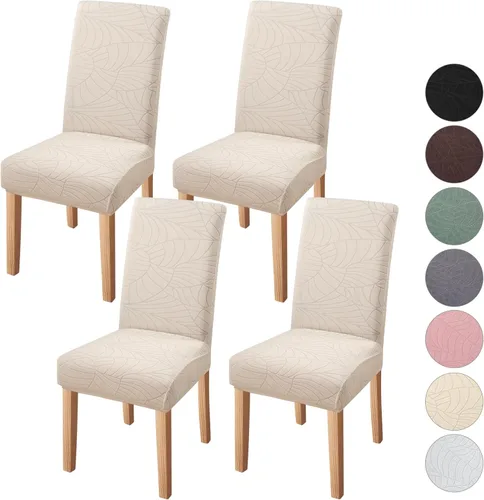 Miniatura 24 de Fundas para silla de comedor Yisun, fundas elásticas para silla de comedor, funda protectora para silla de comedor, mezcla de poliéster, Beige