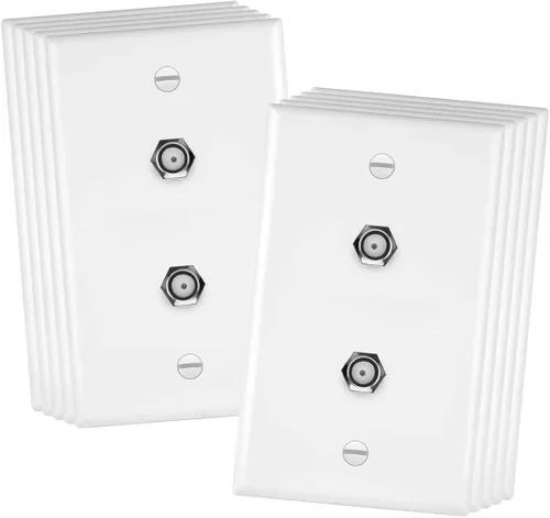 Miniatura 9 de ENERLITES Placa de pared coaxial, 2 puertos, conector acoplador tipo F F81 para cable coaxial de televisión, 1 banda 4.50 x 2.76 pulgadas, 6621-W