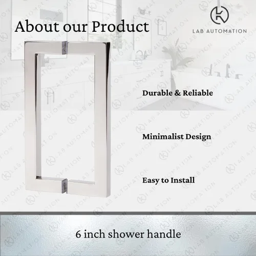 Miniatura 3 de Manija de puerta de ducha – Puertas de cristal de ducha de alta calidad – Manija de puerta de vidrio de acero inoxidable – Diseño duradero y Cromado