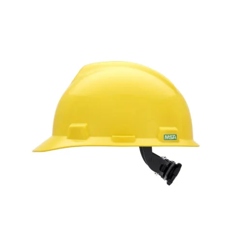 MSA 477484 V-Gard - Casco de seguridad, con suspensión de trinquete Fas-Trac III, carcasa de polietileno, protección anti-impacto superior, correas