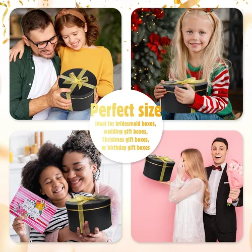 Miniatura 6 de Harloon 5 cajas de regalo redondas grandes con tapas, cajas de regalo de cartón anidable de varios tamaños para flores, cajas para flores, ceremonia
