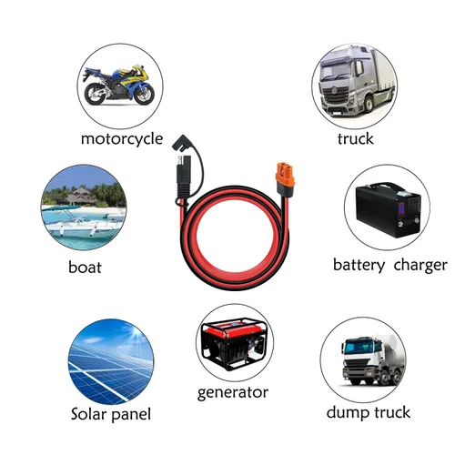 Miniatura 7 de Adaptador de conector SAE a XT60I-F, cable de 12 AWG, conector de panel solar SAE, con adaptador inverso para estación de energía portátil