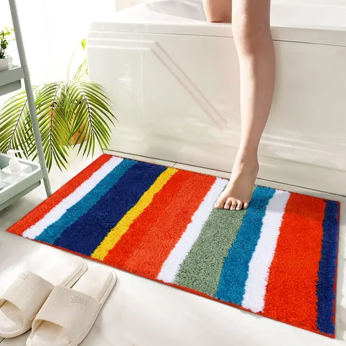 Miniatura 16 de Hi Space Alfombra de baño de 31.5 x 19.7 pulgadas, antideslizante, lavable a máquina, suave, absorbente, bonita, alfombra de baño de felpa