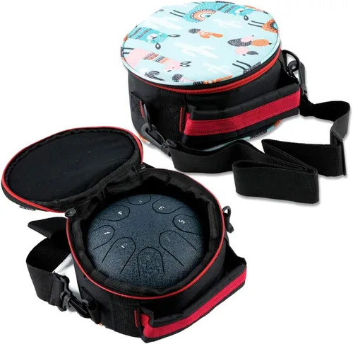 Miniatura 5 de Tambor de Lengua de Acero 8 Notas 6 Pulgadas Tambor Tanque Musical Instrumento de Percusión con Mazos de Tambor de Lengua Bolsa de Transporte Negro