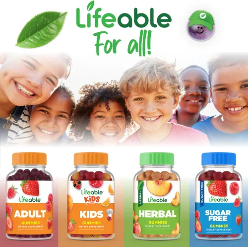 Miniatura 7 de Lifeable Gomitas de vitamina B12 sin azúcar para niños, 1000 mcg, vitaminas B12 de gran sabor para niños, apoyo de energía, estado de ánimo