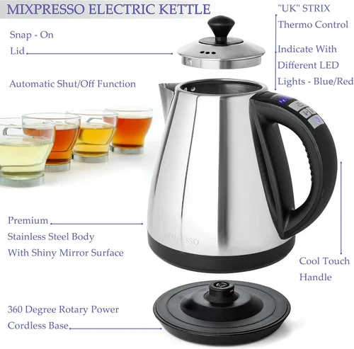 Miniatura 2 de Mixpresso Hervidor Eléctrico con Control de Temperatura, Hervidor de Agua Caliente Eléctrico, Inalámbrico, Capacidad de 1 Litro, Mantener Caliente e