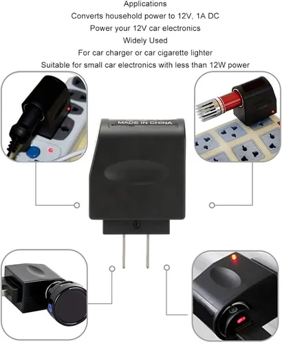 Miniatura 4 de Convertidor de alimentación de CA a CC, 110 V a 240 V CA a 12 V CC 1000 mA Adaptador de corriente para encendedor de cigarrillos de automóvil