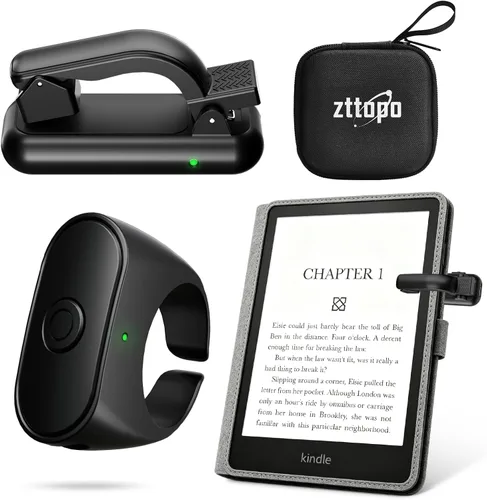 Anillo giratorio de página mejorado para lectores electrónicos Kindle Paperwhite Oasis Scribe Kobo, compatible con fundas, con control remoto para