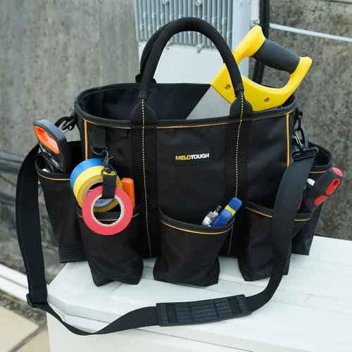 Miniatura 4 de MELOTOUGH Bolsa de suministro de 14 pulgadas Bolsa de herramientas con parte superior abierta Bolsa organizadora de herramientas con correa