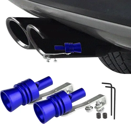 Miniatura 11 de 2 piezas de silbato turbo para coche, silbato turbo universal de aleación de aluminio, silbato de tubo de escape de sonido turbo de aleación de Negro