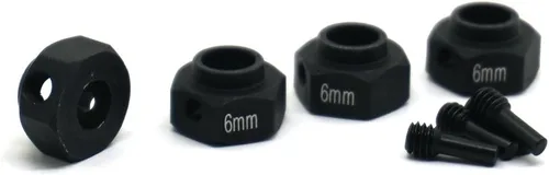 MOHERO Bujes de rueda hexagonales de aleación de aluminio de 0.236 in de grosor y 0.472 in para Trx4 1/10 RC Model Crawler Car (negro, 0.236 in)