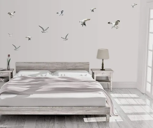 Miniatura 4 de Calcomanías decorativas para pared de gaviota, calcomanías de escena de playa, rebaño de pájaros voladores, vinilo costero, sala de estar, baño