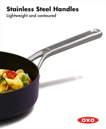 Miniatura 7 de OXO Olla profesional de 3 cuartos de galón con tapa, utensilios de cocina antiadherentes de cerámica anodizada dura, sin PFAS, acero inoxidable