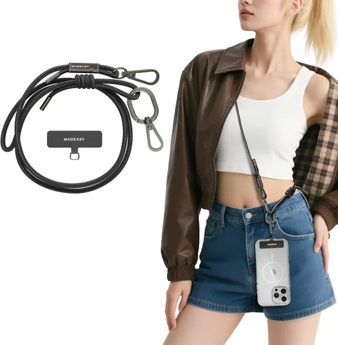 MAGEASY Cordón universal para teléfono celular, correa cruzada antirrobo para iPhone 17 Pro Max y la mayoría de teléfonos inteligentes, para hombres