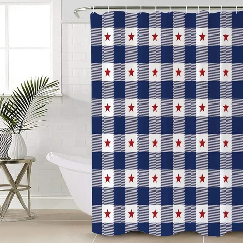 Miniatura 5 de Cortina de ducha del Día de la Independencia del 4 de julio, 72 x 72 pulgadas, cortinas de baño patrióticas con bandera estadounidense, cortina