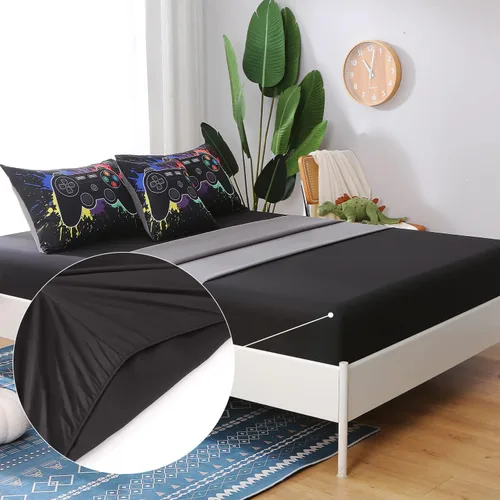 Miniatura 5 de JQinHome - Juego de edredón Gamer individual para niños y niñas, juego de cama en una bolsa de 6 piezas con diseño de videojuego 3D - Juego de ropa
