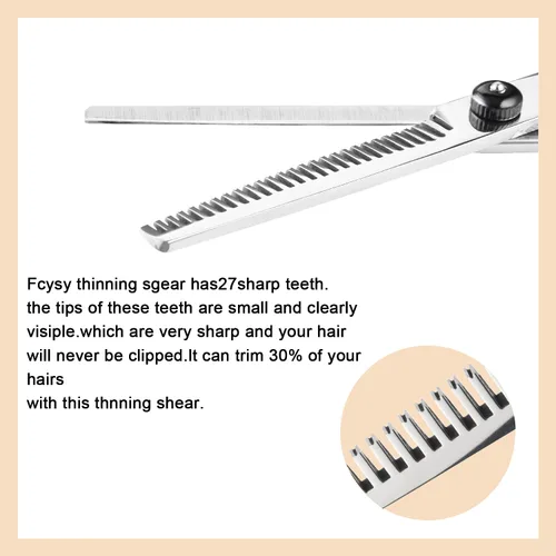 Miniatura 4 de Fcysy Kit profesional de corte de pelo de peluquero afilado de 10 piezas, juego de tijeras de adelgazamiento, tijeras de corte de pelo y tijeras