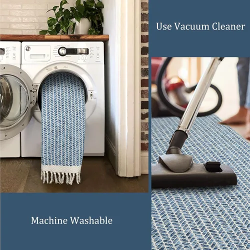 Miniatura 6 de Lahome Alfombra Corredor de Cocina Boho, 2'6''x8' Corredores para Pasillos Alfombra de Baño Ligera Tapete Tejido de Algodón con Borlas, Alfombras
