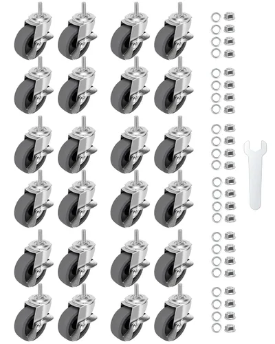 Miniatura 18 de Ruedas giratorias, juego de 4 ruedas giratorias de bloqueo de 3 pulgadas, 3/8-16 x 1 (diámetro del tornillo 3/8 pulgadas, longitud 1 pulgada)