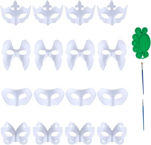 Miniatura 12 de Qavctw DIY White Masks Paper Cosplay Christmas Party Mask Unpainted Plain Craft Masquerade Masks