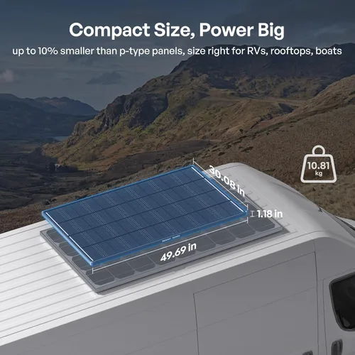 Miniatura 6 de Renogy Panel Solar ShadowFlux de 200W Anti-Sombreado N-Tipo, Panel Solar de 200 Vatios de 25% de Alta Eficiencia para Sistema de 12V/24V, Cargador