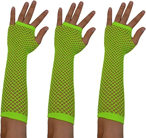 Miniatura 5 de Guantes de red sin dedos para mujer, guantes de red de pescado, calentadores de brazos de malla para fiestas Emo o góticas y 80s o 90S W-N-NG2