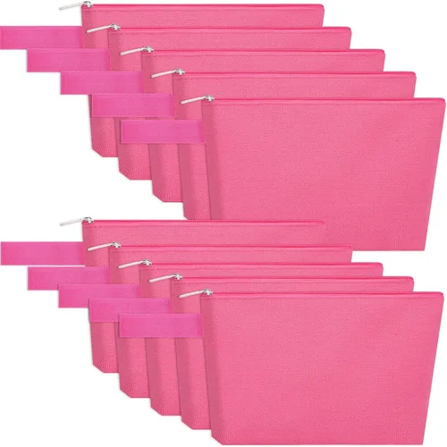 Miniatura 44 de 10 bolsas de maquillaje de lona de algodón con parte inferior y correa, bolsa de cosméticos multiusos con cremallera, bolsa de aseo de viaje, bolsa