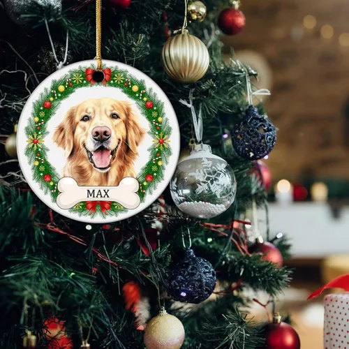 Miniatura 4 de Impreso en EE. UU. Adornos de Navidad personalizados con foto de perro, adorno de árbol de Navidad con nombre y foto de cachorro personalizados