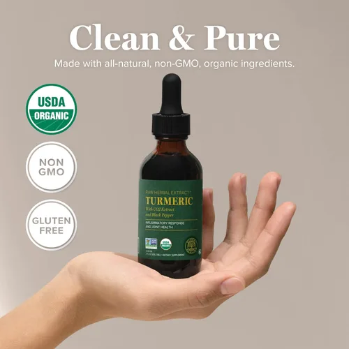 Miniatura 3 de Global Healing Suplemento Orgánico de Cúrcuma y Curcumina con Extracto de Pimienta Negra en Gotas Líquidas para Apoyar la Movilidad Articular