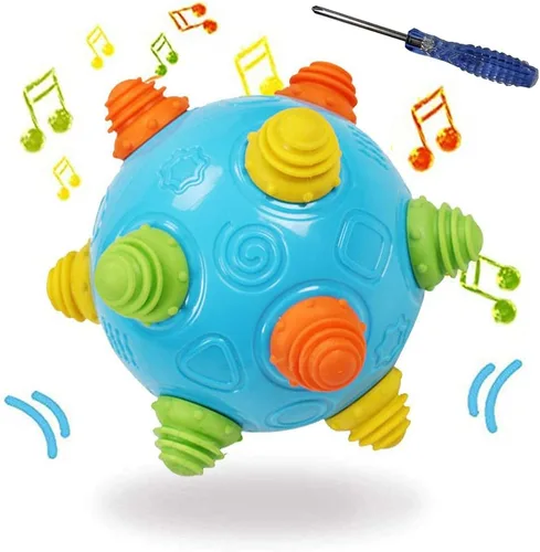 Pelota de baile con música para niños pequeños - Moverse, gatear, rebotar, aprendizaje sensorial para niños y bebés, regalo divertido tanto para Azul