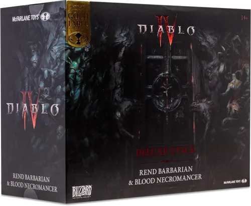 Miniatura 16 de McFarlane Toys - Diablo IV Rend Bárbaro y Nigromante de Sangre Paquete de 2 Figuras Posadas con Etiqueta de Oro 1:12 Escala 1:12, Etiqueta Dorada